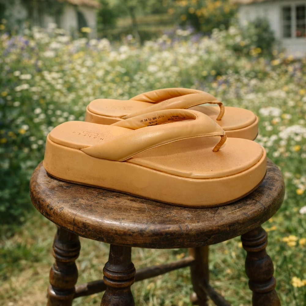 ASOS Pastel orange, platform flip flops